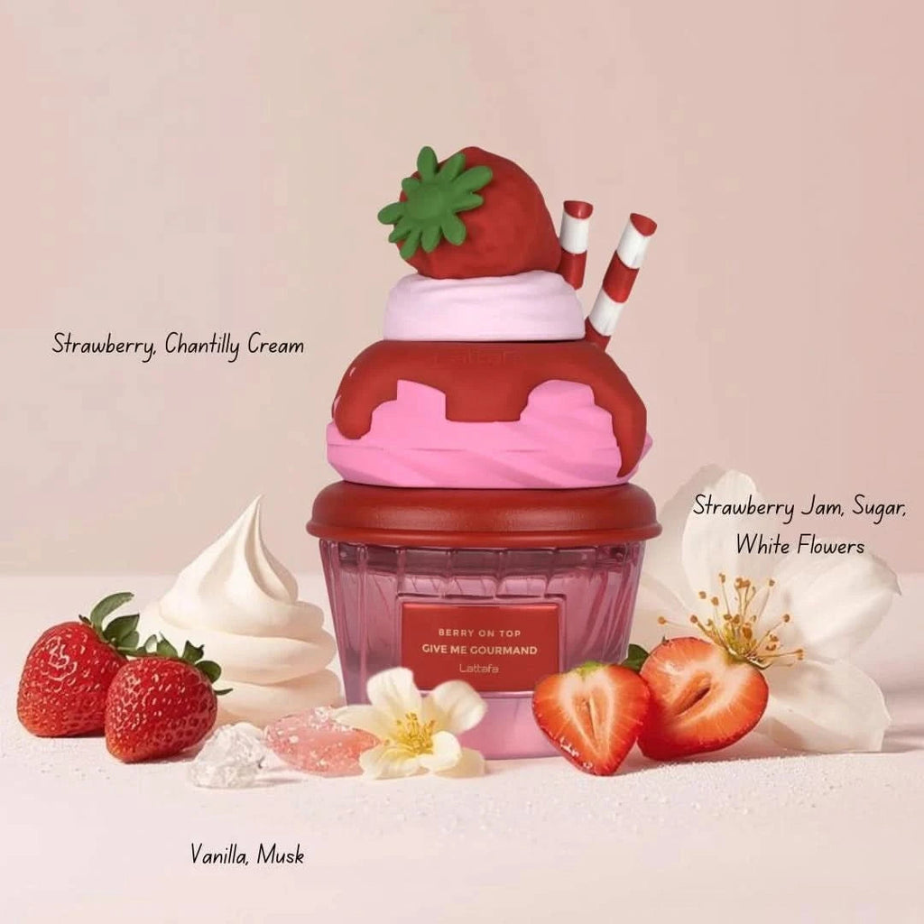 🍓 BERRY ON TOP — LATTAFA GIVE ME GOURMAND | Frutilla, Crema y Vainilla