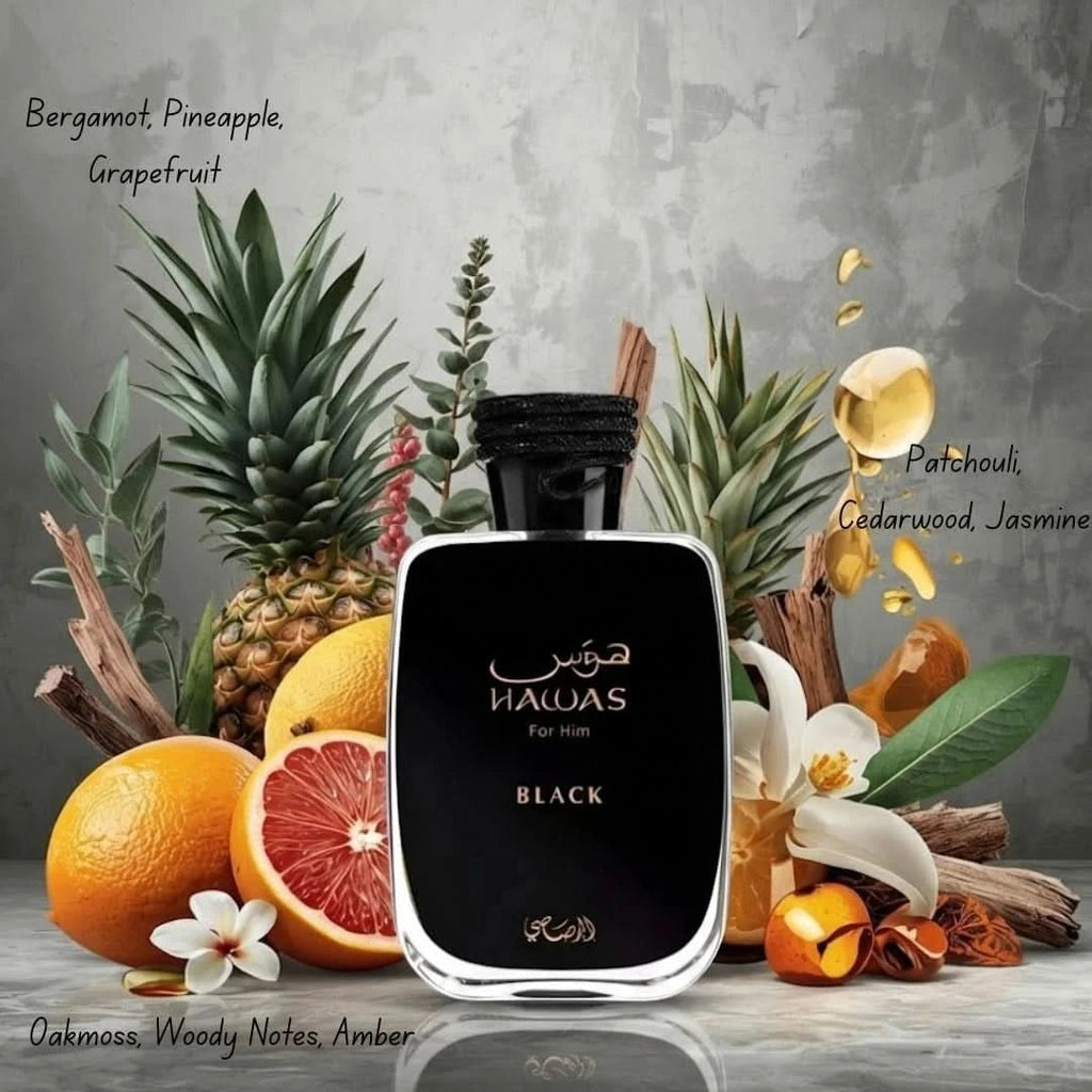 🖤 HAWAS BLACK FOR HIM — RASASI | Frutal, Amaderado y Elegante