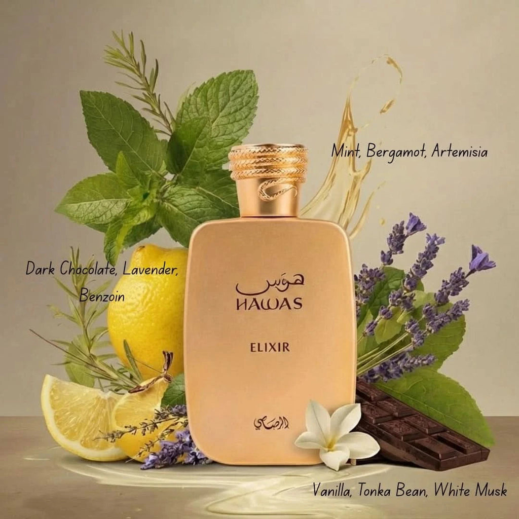 ✨ HAWAS ELIXIR — RASASI | Menta Fresca, Chocolate y Vainilla