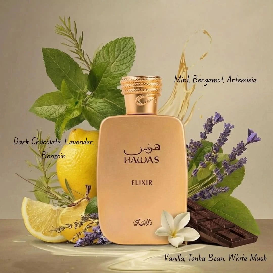 ✨ HAWAS ELIXIR — RASASI | Menta Fresca, Chocolate y Vainilla