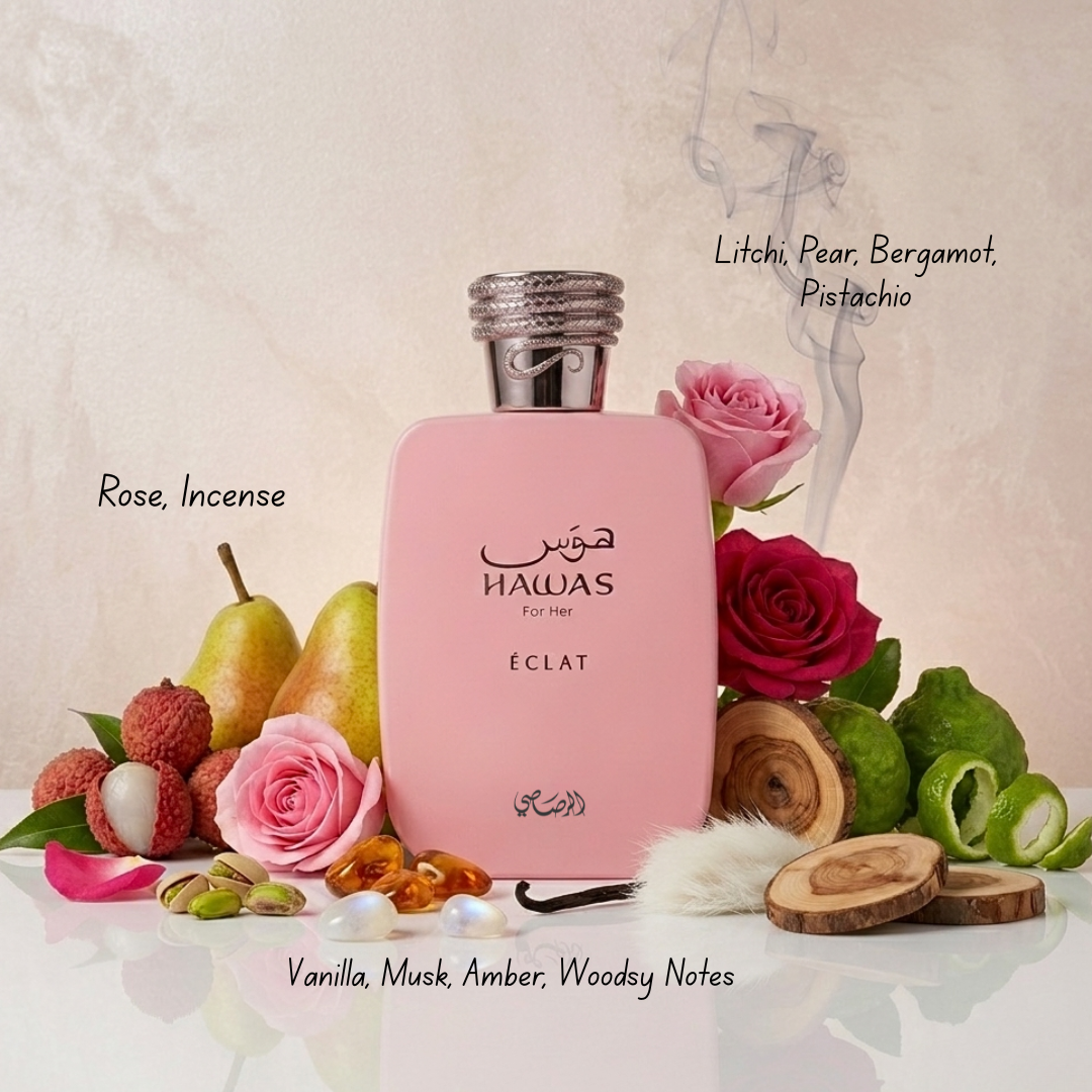 🌸 HAWAS FOR HER ÉCLAT — RASASI | Lichi, Pera y Rosa